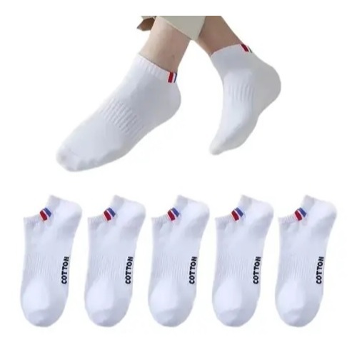 5 Pares de Meias masculinas brancas- Tamanho 34