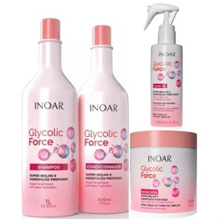 Kit Inoar Glycolic Force Shampoo 1l+Condicionador 800 ml+Máscara 500gr+Leave-in 200 ml em Oferta na Shopee