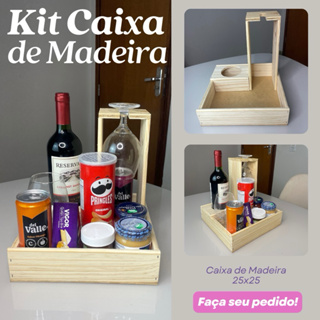 Kit Bandejas Adega 25x25 com Suporte - presentes|casamento|aniversário em Oferta na Shopee