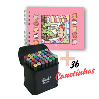 Livro de Colorir Bobbie Goods 50 Folhas 180gr Caderno de Desenho Bob Bobi God + kit Caneti...