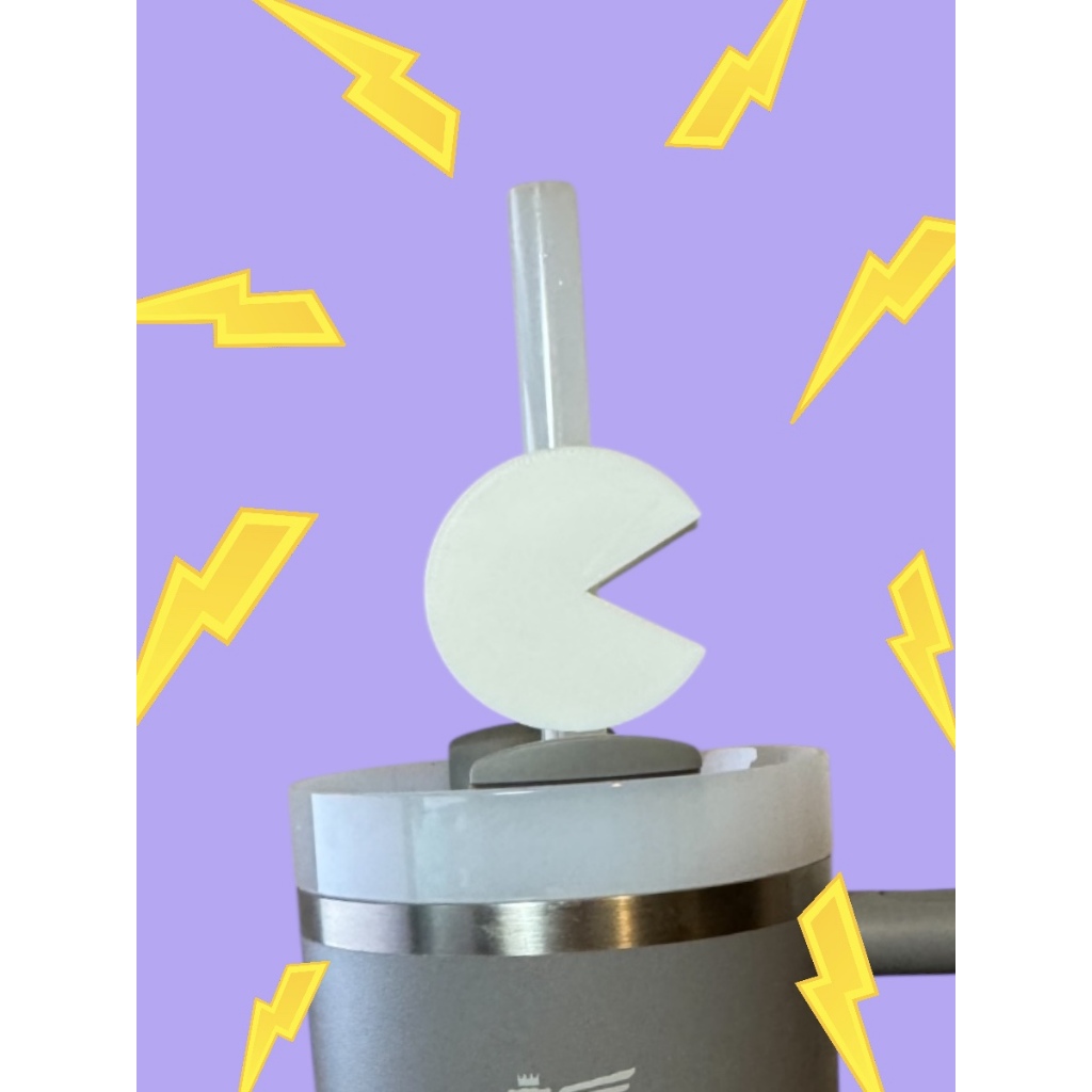 Topo de canudo decorativo copo Milk Shake Pac man Gamer Geek
