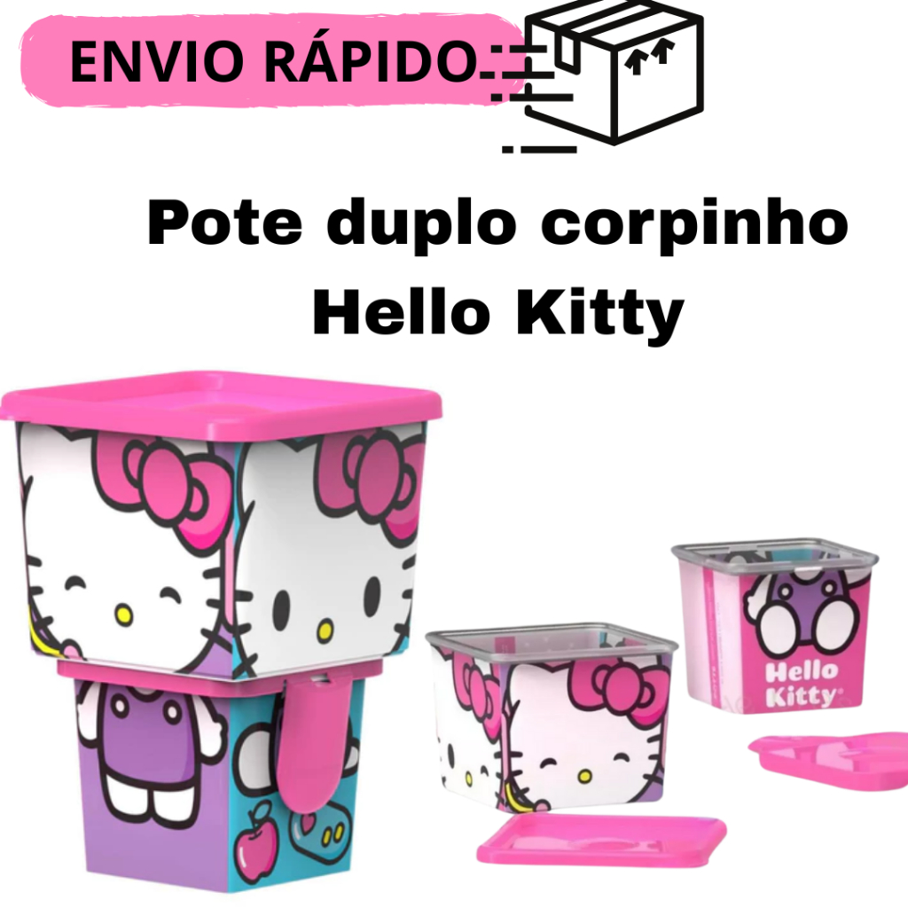 Pote Lancheira Duplo Organizador Corpo Infantil Hello Kitty Infantil Sanrio Oficial