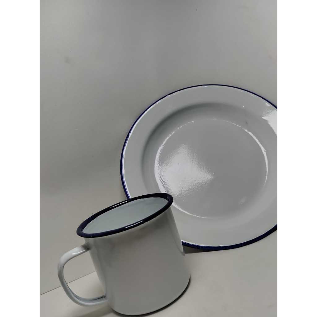 KIT 5 CONJUNTO CANECA + PRATO DE ÁGATA UMBANDA/CANDOMBLÉ