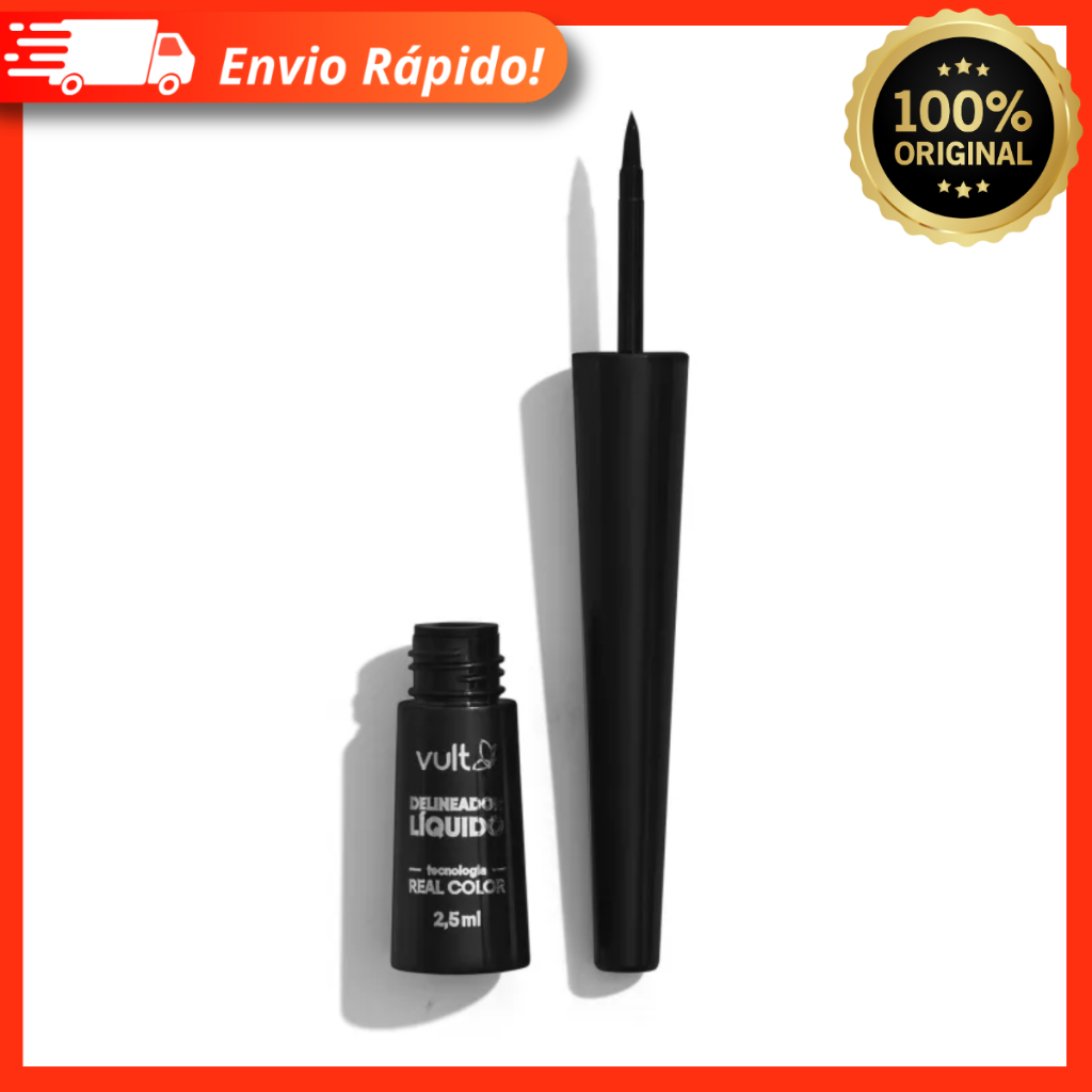 Delineador Preto Líquido Real Color 2,5ml - Vult 100% Original