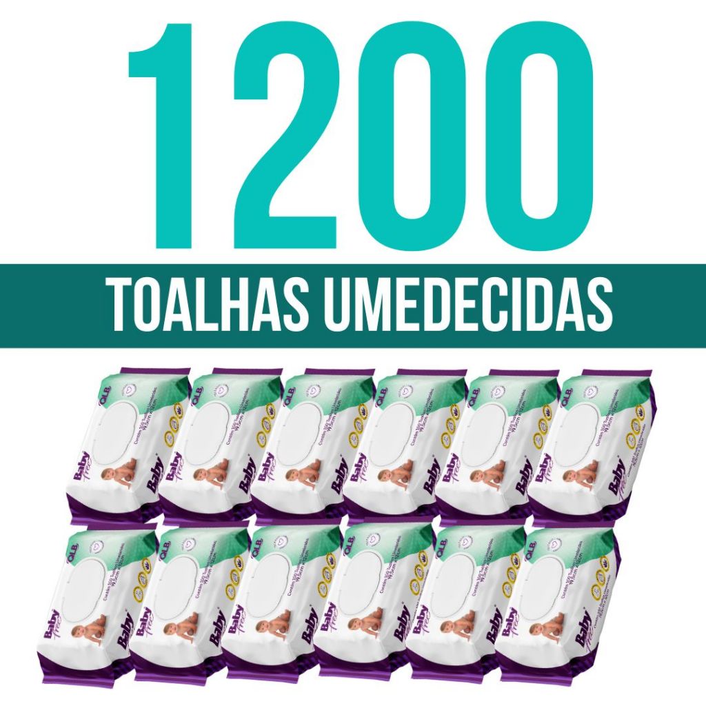 Caixa com 12 Lenços/Toalhas Umedecidas Baby Free c/100 Unidades Cada - Tampa FlipTop