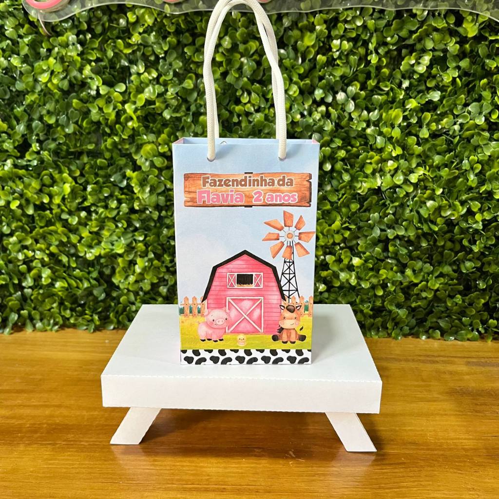SACOLINHA PERSONALIZADA FAZENDINHA MENINA - PEGUE E MONTE - TAMANHO (P) - Lembrancinha - Aniversário