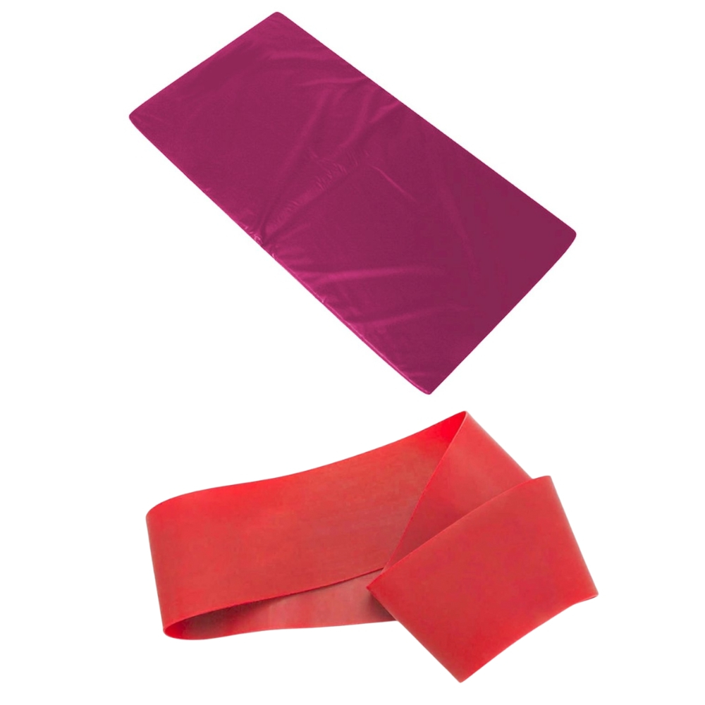 Colchonete Rosa + Mini Band Faixa Elástica Forte Vermelha