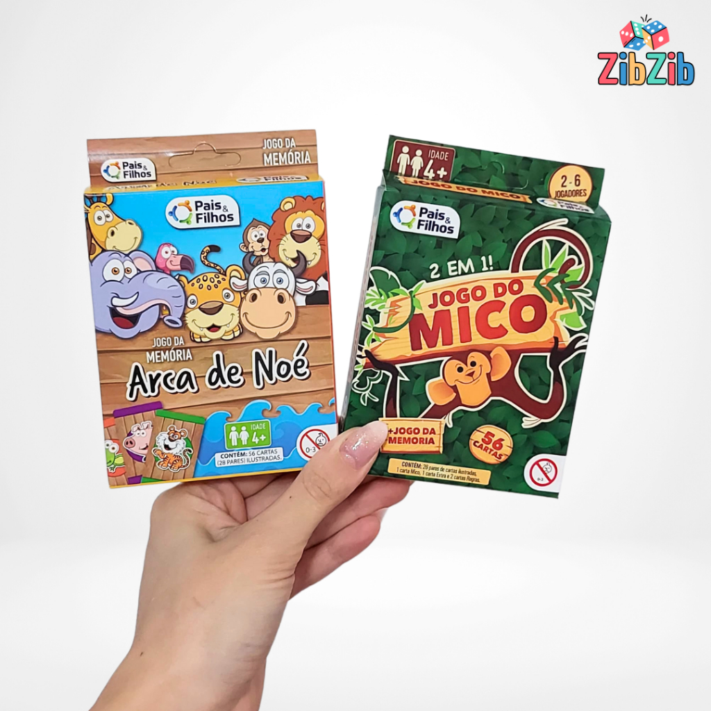 Jogo Do Mico + Jogo Da Memória Arca de Noé 56 Cartas cada Infantil Pais e Filhos