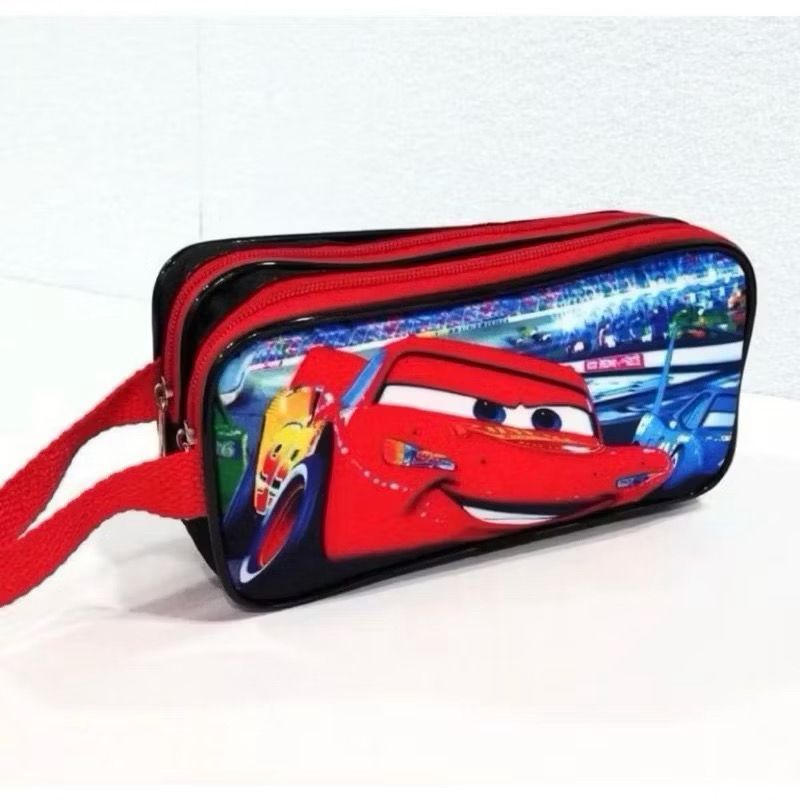 Estojo Escolar Personagem Grande Carros Hot Wheels Filme Desenho para Menino Infantil Colegio Escola 2 divisorias