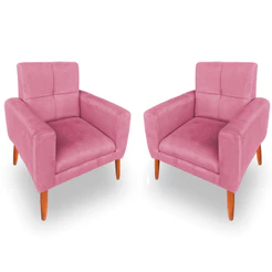 KIT 2 Poltrona Decorativa Para Sala Escritório Loja Poltronas para Salão Bia Pés Palito