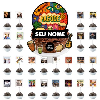 Kit Topo de Bolo + Toppers Banda e Cantores Pagode Anos 90 e 2000 em Oferta na Shopee