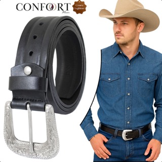 Cinto Masculino de Couro Preto Marrom Legítimo Country Fivela Americana em Oferta na Shopee