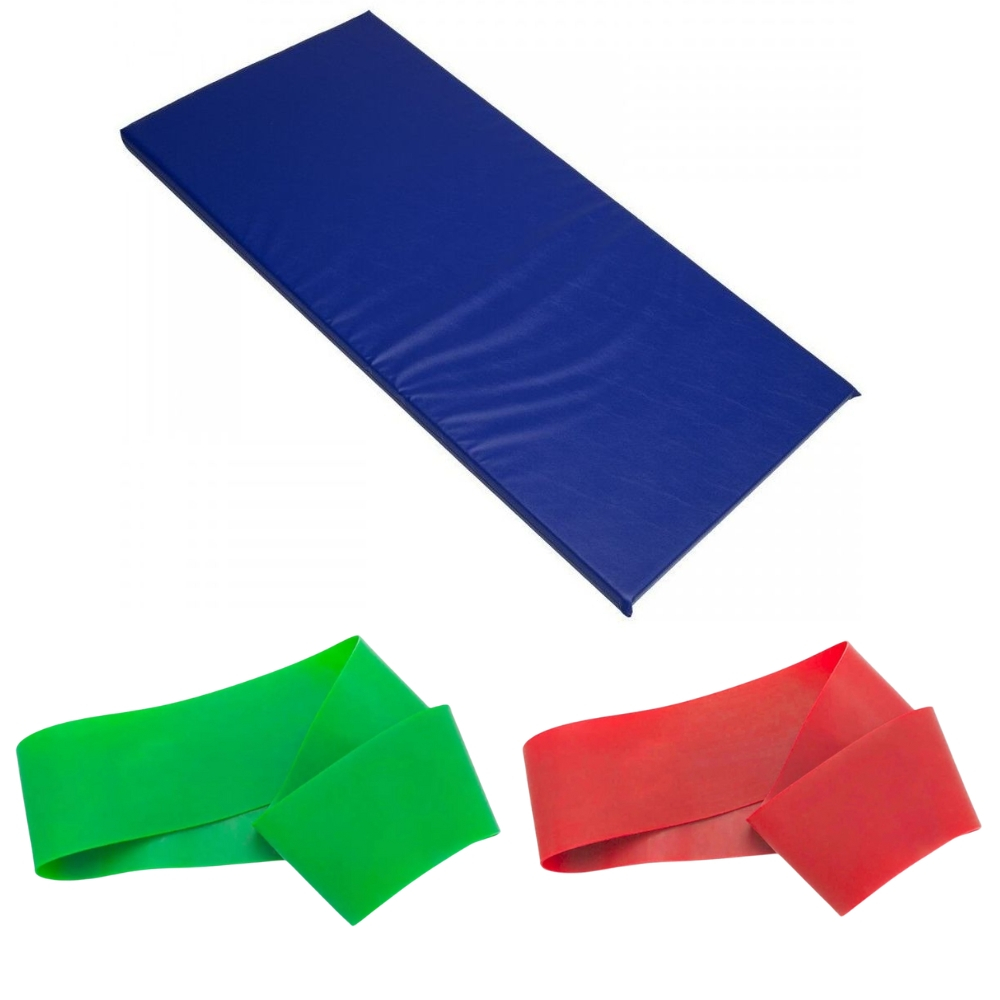 Colchonete Azul + Mini Band Faixa Elástica Super Leve Forte