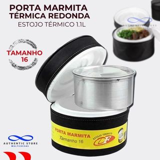 Marmita Térmica Redonda 1,1L com Alça e Zíper – Conserva Quente e Frio Nº16 Ideal para Trabalho e Viagem