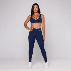 Conjunto Fitness Feminino Academia Top Decote V e Calça Legging Com Bolso Treino Coleção Essential