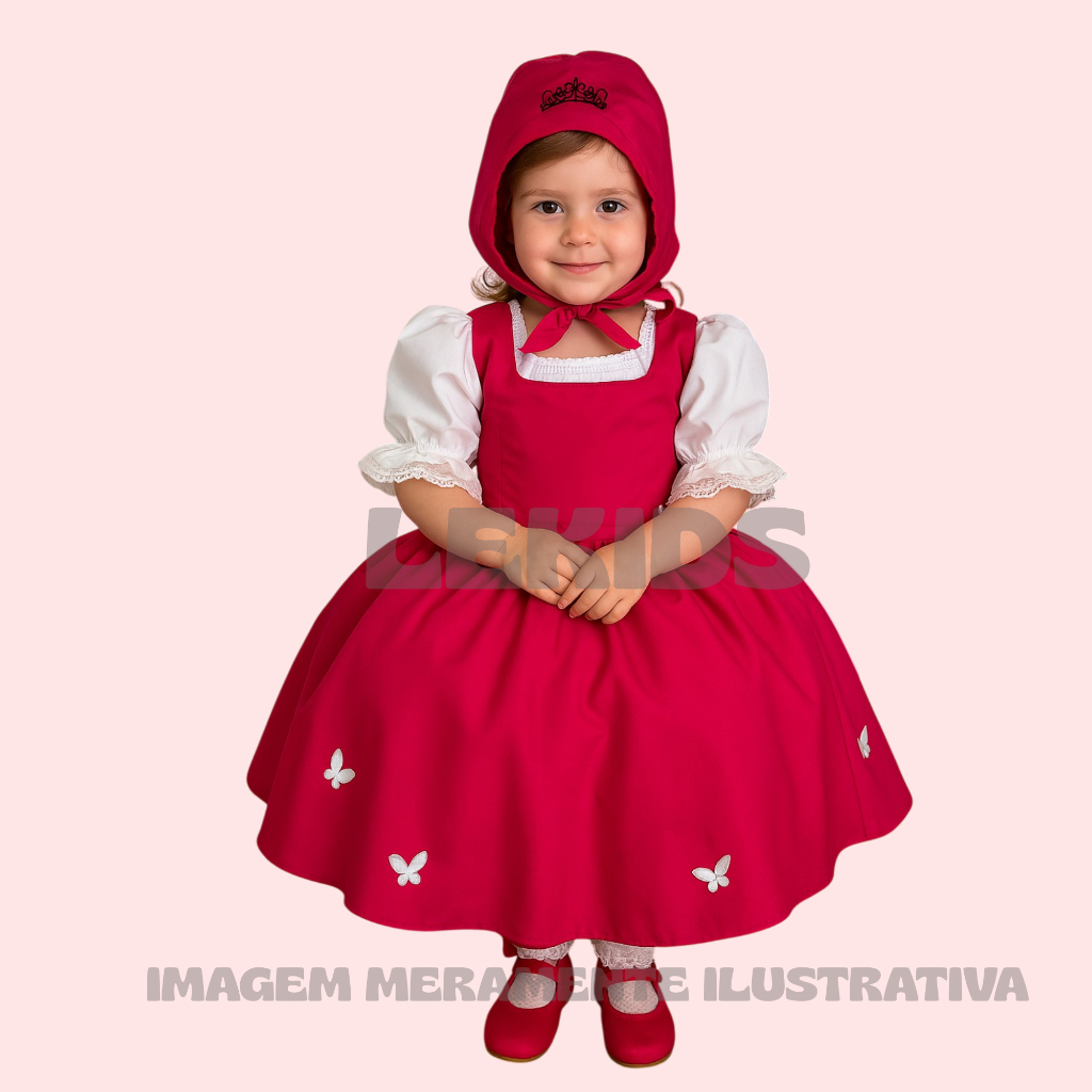 Vestido Infantil Menina Joao Maria Camponesa + Lenço de Cabeça Temático Festa em Oferta na Shopee
