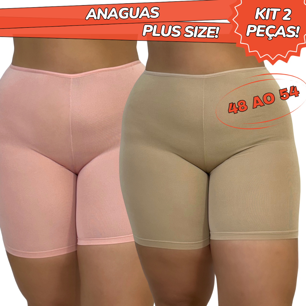 KIT 2 Short Anagua Plus Size Segunda Pele Feminino