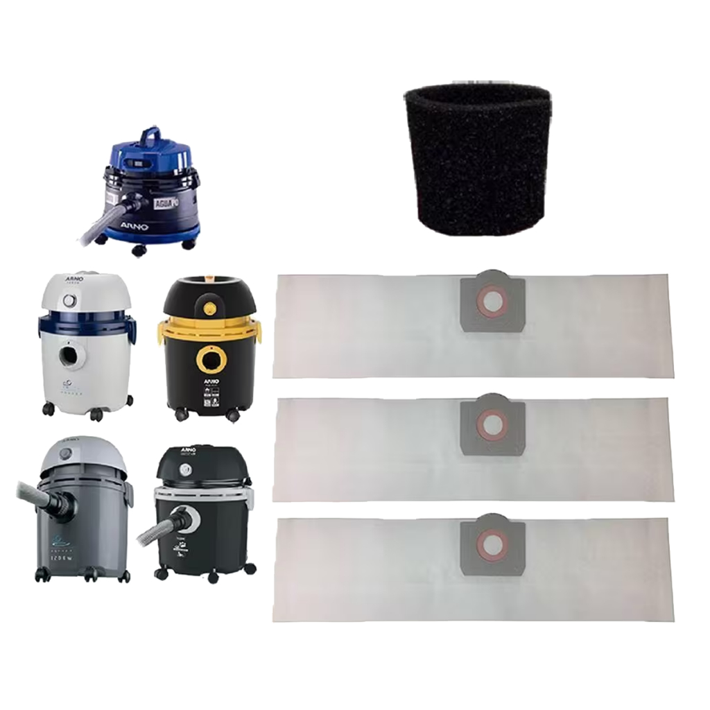 3 Unidades Saco Descartável Para Aspirador Arno H2pó + Filtro de espuma para motor