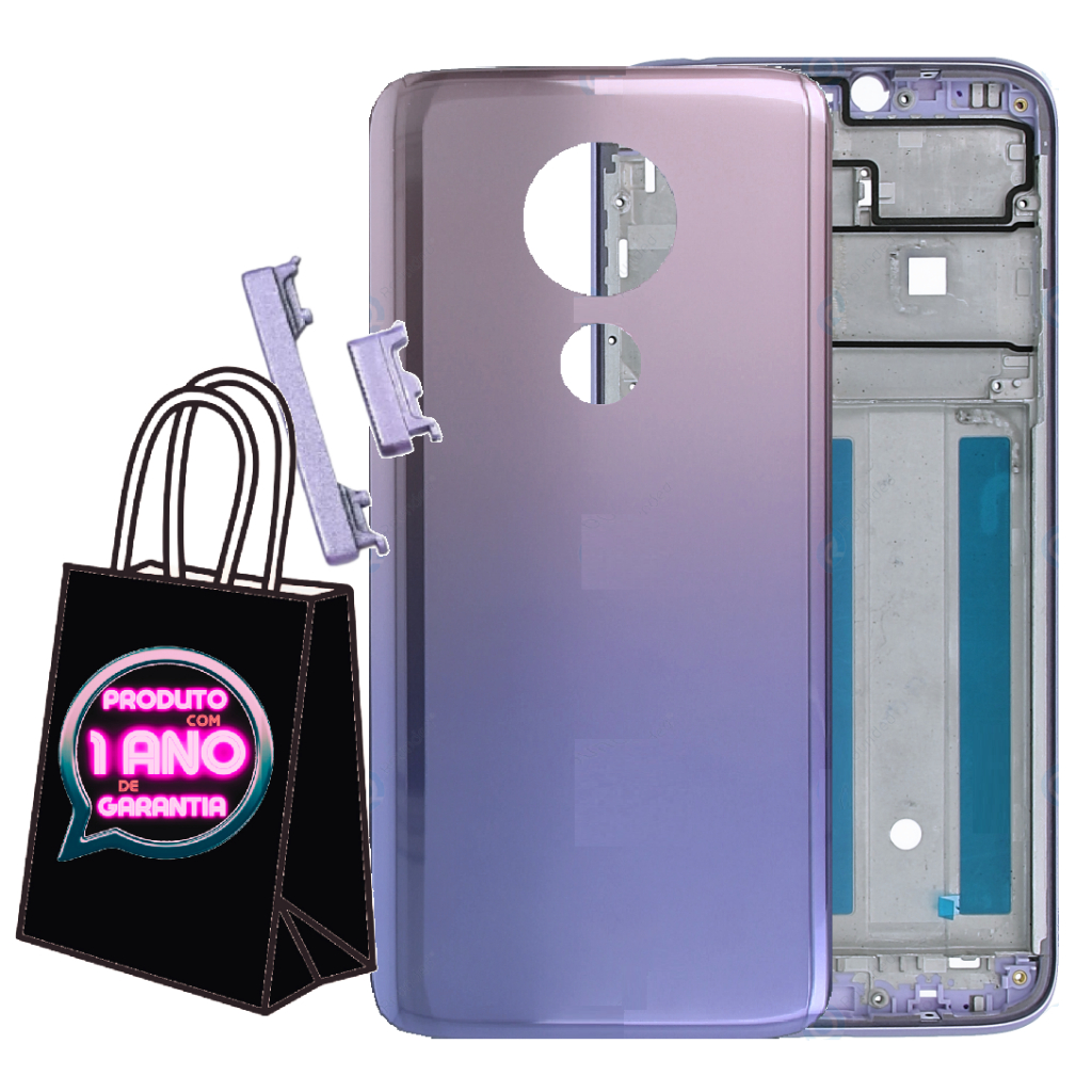 Carcaça Com Tampa e Botões Laterais Compatível Moto G7 Power Xt1955 + Com Aro Chassis!