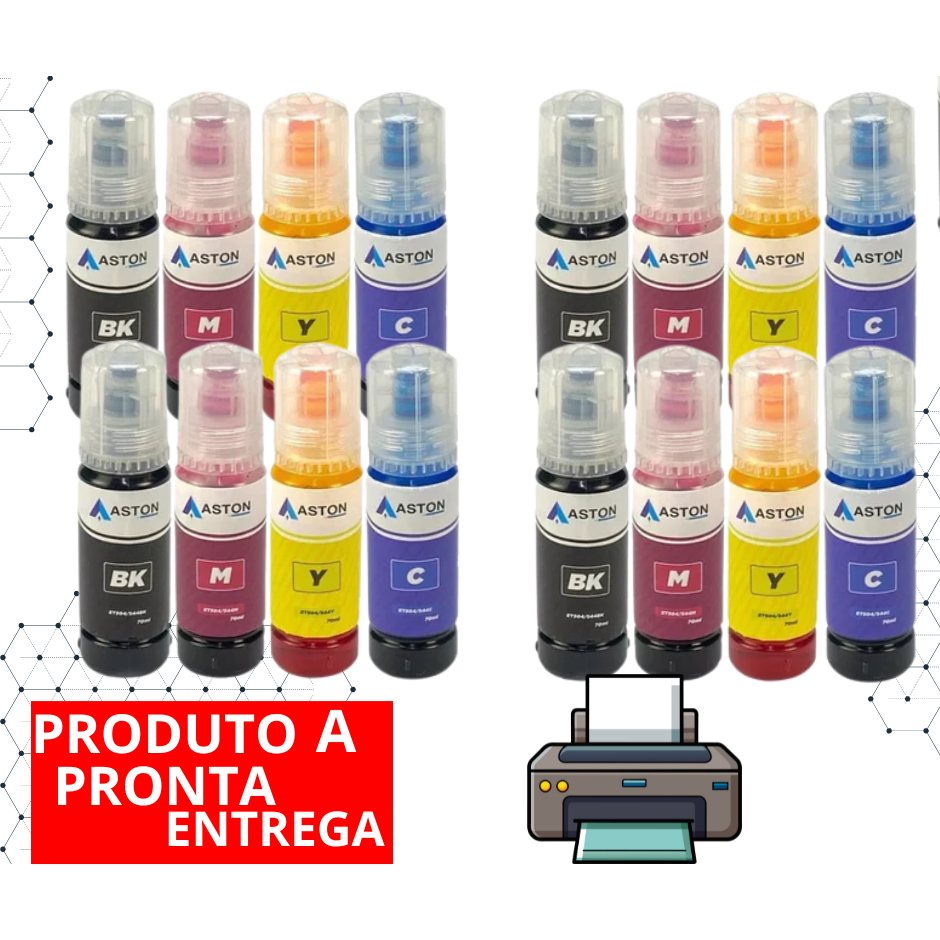 16 TINTAS COMPATÍVEL PARA IMPRESSORA TANK L3110 L3150 L3250 BK C Y M   MARCA ASTON GENERICO