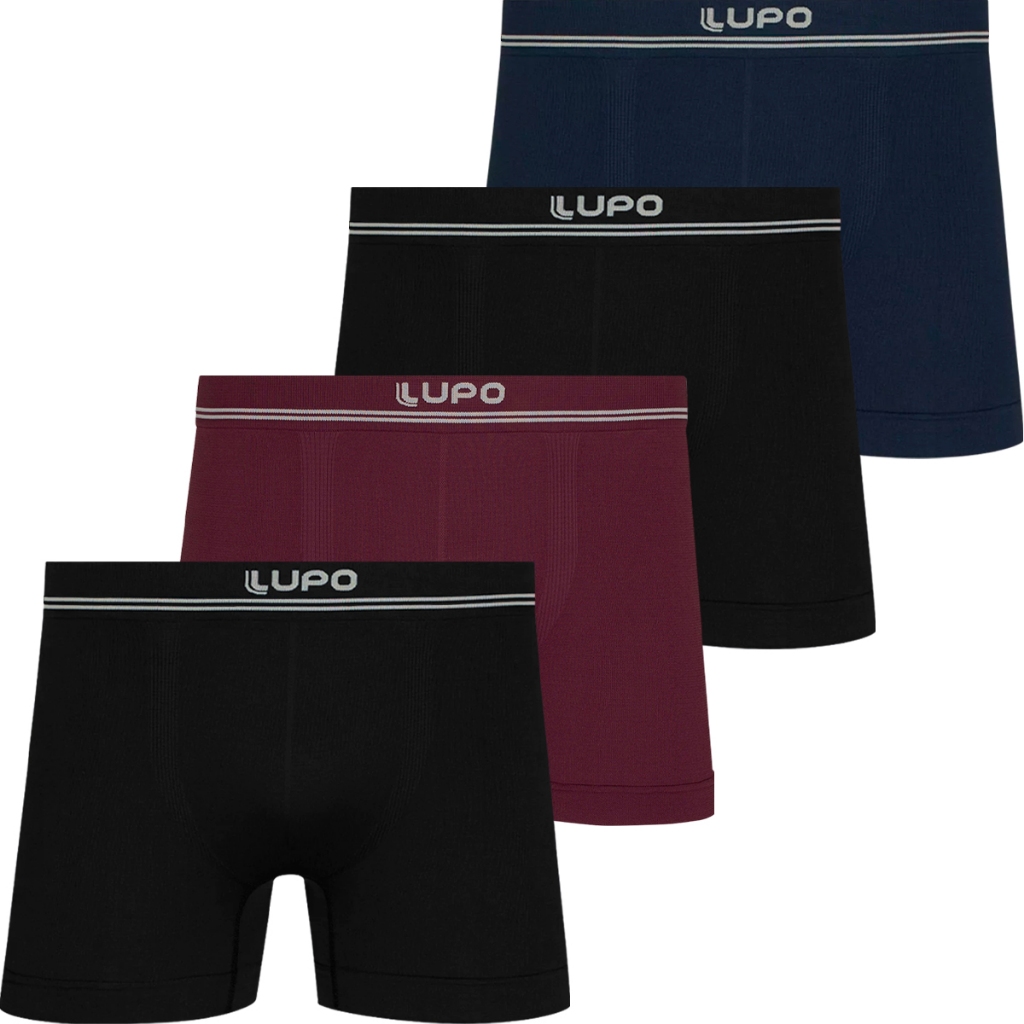 Kit 4 Cuecas Boxer Lupo Microfibra Masculina Cueca Box Adulto Sem Costura Original - Men Clothes