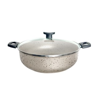 Frigideira Wok grande alta 30cm antiaderente teflon tampa de vidro caçarola paella paellei...