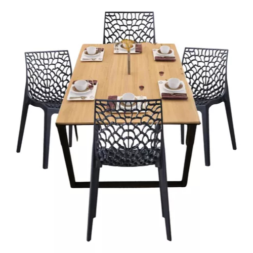 Conjunto Mesa Industrial + 4 Cadeiras Gruvyer – Para Ambientes Compactos e Estilosos em Oferta na Shopee