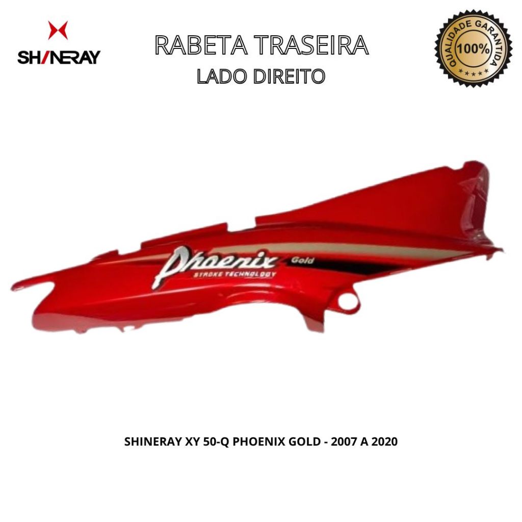 Rabeta Direita Shineray Xy 50Q Phoenix Gold Vermelho Com Adesivo