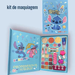 Kit De Maquiagem Infantil Criança Lilo & Stitch Disney Meninas Paleta Sombras e Esmalte