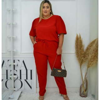 conjunto plus size casual. em Oferta na Shopee