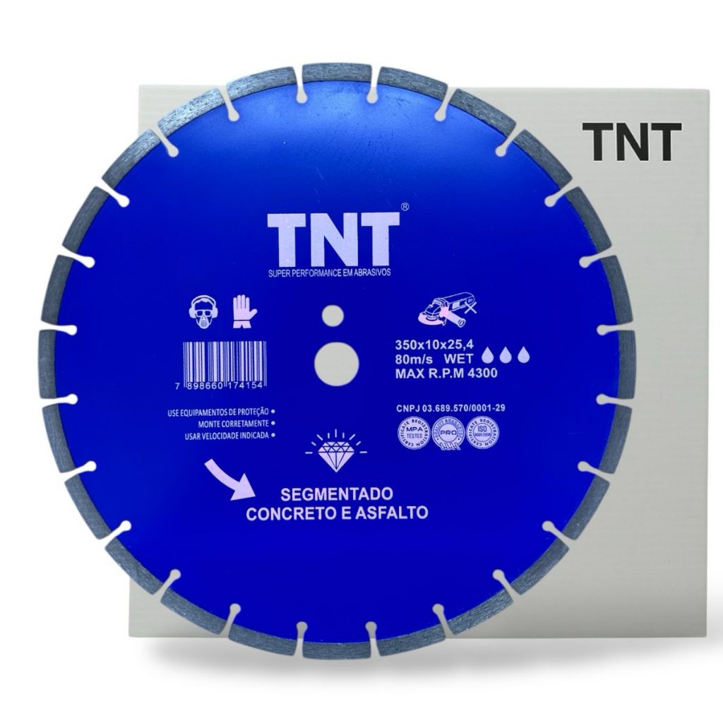 Disco Diamantado Concreto Asfalto 14 Pol. TNT BLUE 350X10X25,4mm Bucha de Redução 22,2mm