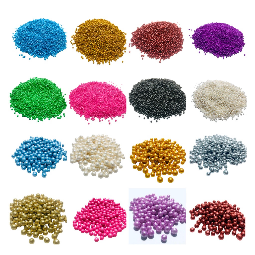 Pérolas de Açúcar 50g Tamanho P e M 100% Comestíveis Confeitos Diversas Cores em Oferta na Shopee