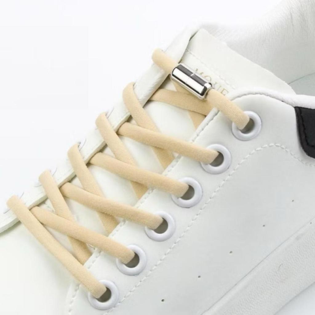 Cadarços elásticos que não precisam amarrar os tênis com fecho rosca prata infantil e adulto em Oferta na Shopee