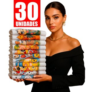 Kit Pano de prato atacado estampado com bainha 100% algodão