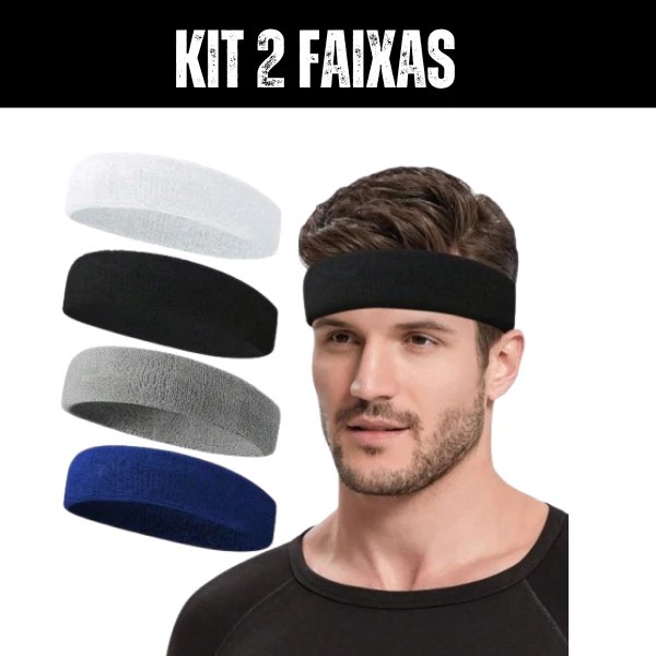 Kit com 2 testeiras anti suor faixa para cabelo envio em ate 24h em Oferta na Shopee