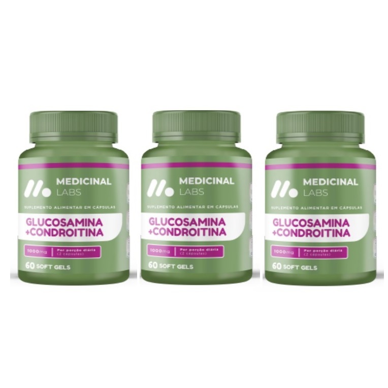 Kit 3 Glucosamina Condroitina Collagen Tipo 2 60caps Com Vitaminas