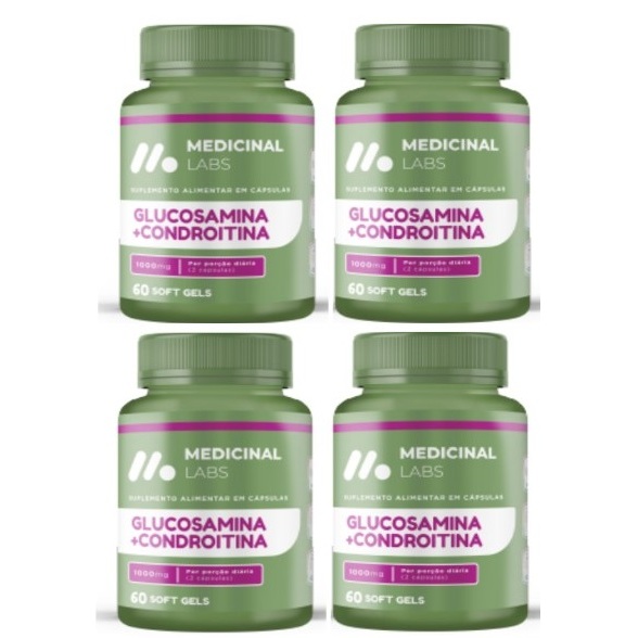 Kit 4 Glucosamina Condroitina Collagen Tipo 2 60caps Com Vitaminas