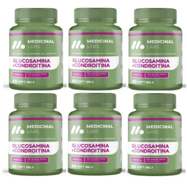 Kit 6 Glucosamina Condroitina Collagen Tipo 2 60caps Com Vitaminas