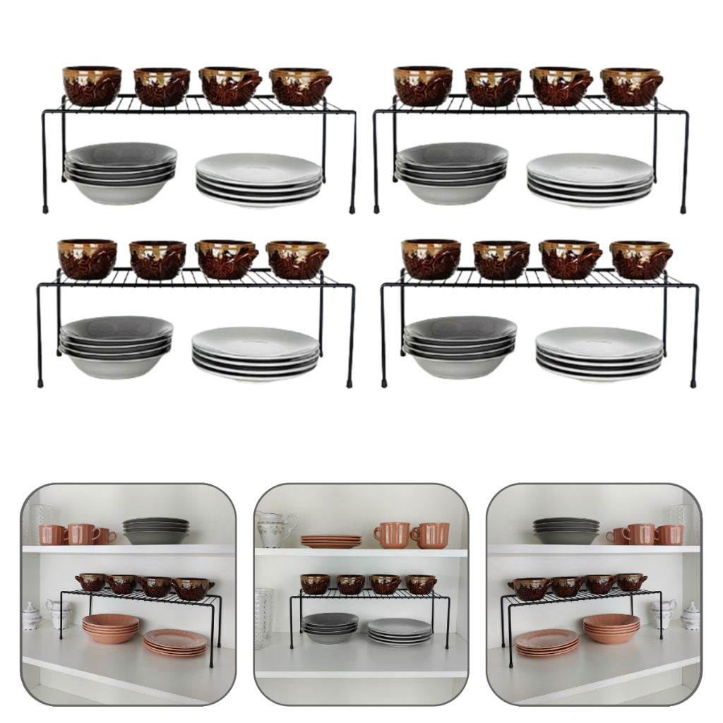 Kit 4 Organizador Armario Cozinha Prateleira Aço 51cm em Oferta na Shopee