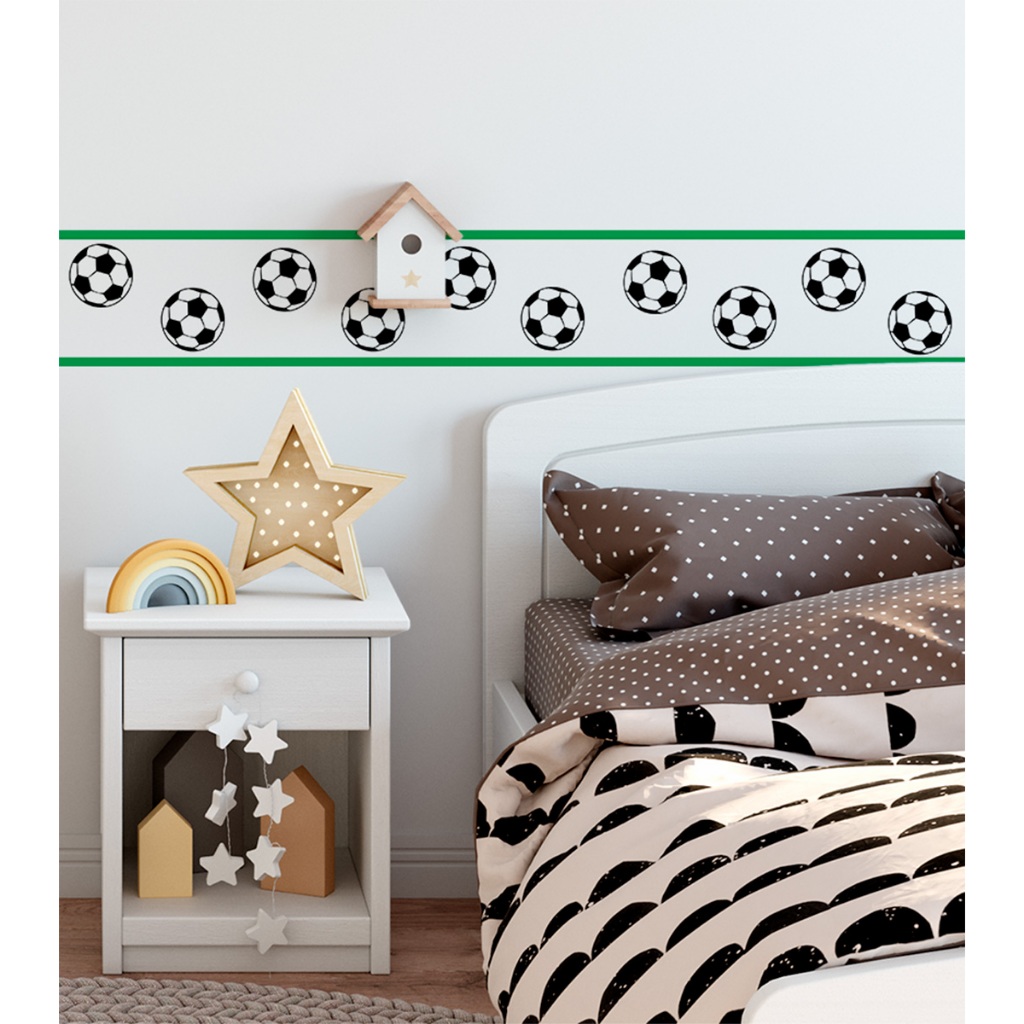 Faixa Adesiva Decorativa Infantil Futebol Bola Papel de Parede Quarto Menino — imagem 2 de 2
