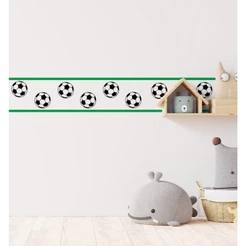 Faixa Adesiva Decorativa Infantil Futebol Bola Papel de Parede Quarto Menino