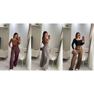 Calça Feminina Alfaiataria Casual 3276 em Oferta na Shopee