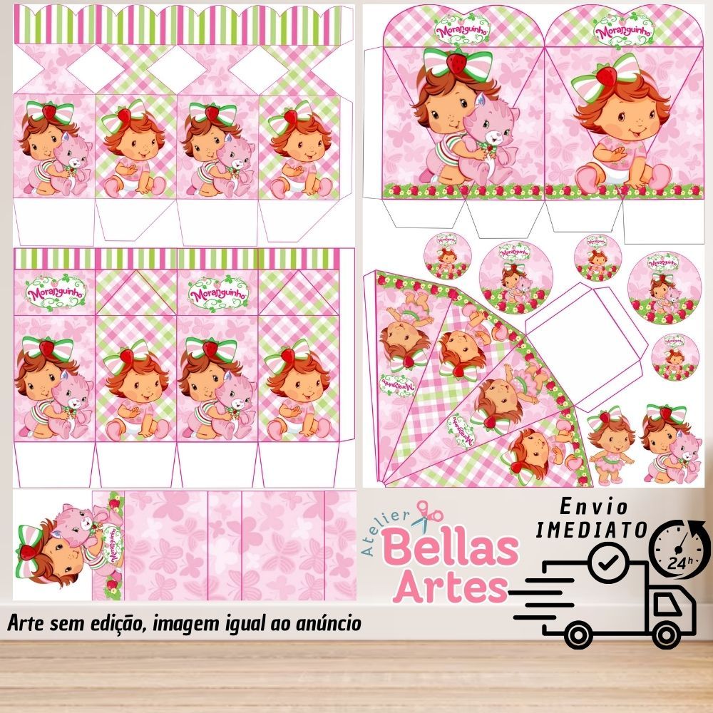 KIT LEMBRANCINHAS TEMA MORANGUINHO BABY COM 80/160 ITENS (sem nome) - ENVIO 24H em Oferta na Shopee