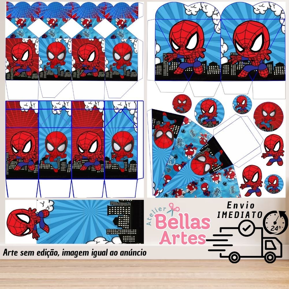 KIT LEMBRANCINHAS HOMEM ARANHA CUTE COM 80/160 ITENS (sem nome) - ENVIO 24 em Oferta na Shopee