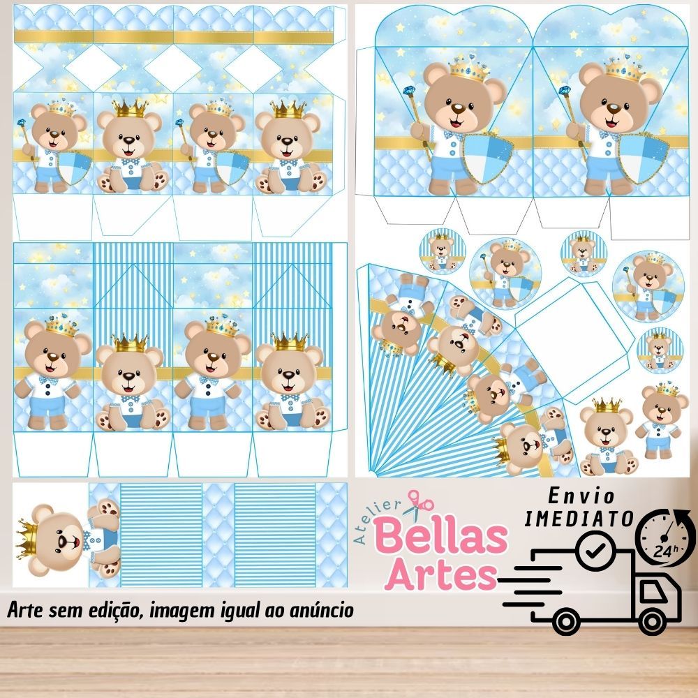 KIT LEMBRANCINHAS URSO PRINCIPE COM 80/160 ITENS (sem nome) - ENVIO 24H