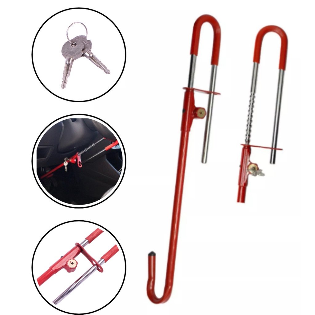 TRAVA ANTI FURTO SEGURANÇA AÇO VOLANTE DIREÇÃO PEDAL VEÍCULO em Oferta na Shopee