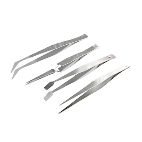 Kit 4 Pinças Reta, Curvada, Curvatura Bico Pato Profissional