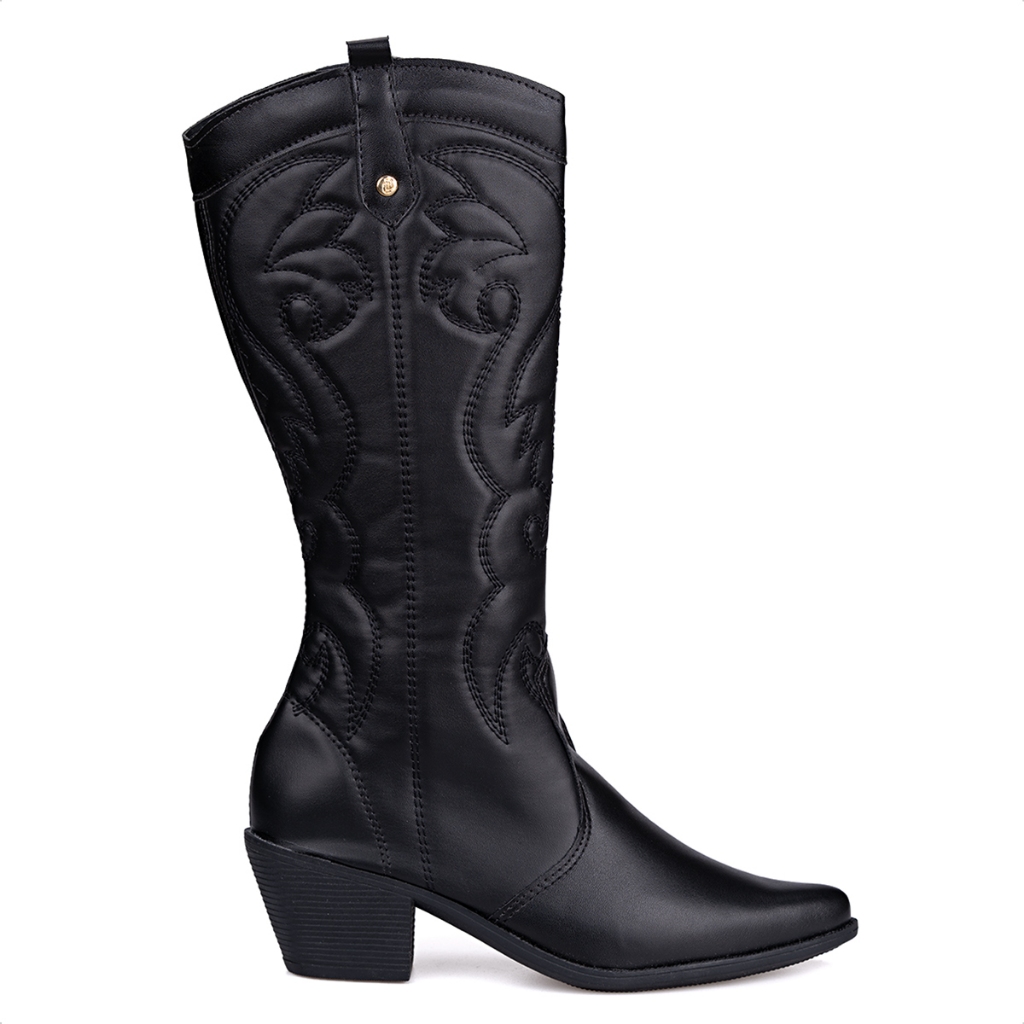 Bota Feminina Texana Domidona Western Cano Longo Alto Bordado Country em Oferta na Shopee