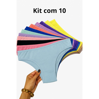 Kit Até 10 Calcinhas 100% Algodao Basica dia a dia Conforto Lisas em Oferta na Shopee