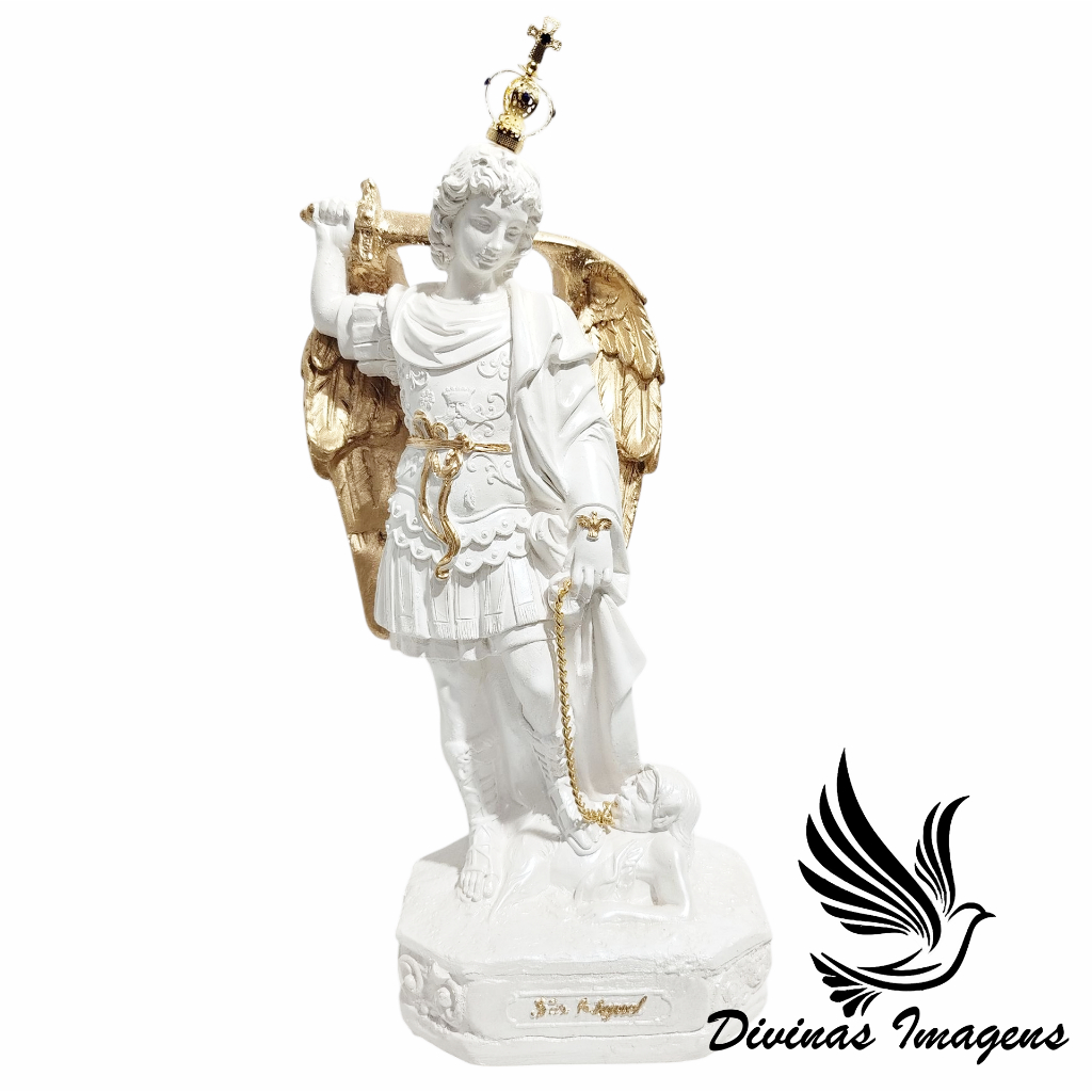 Imagem São Miguel Do Monte Gargano 30cm Branco Gesso Premium Pintado